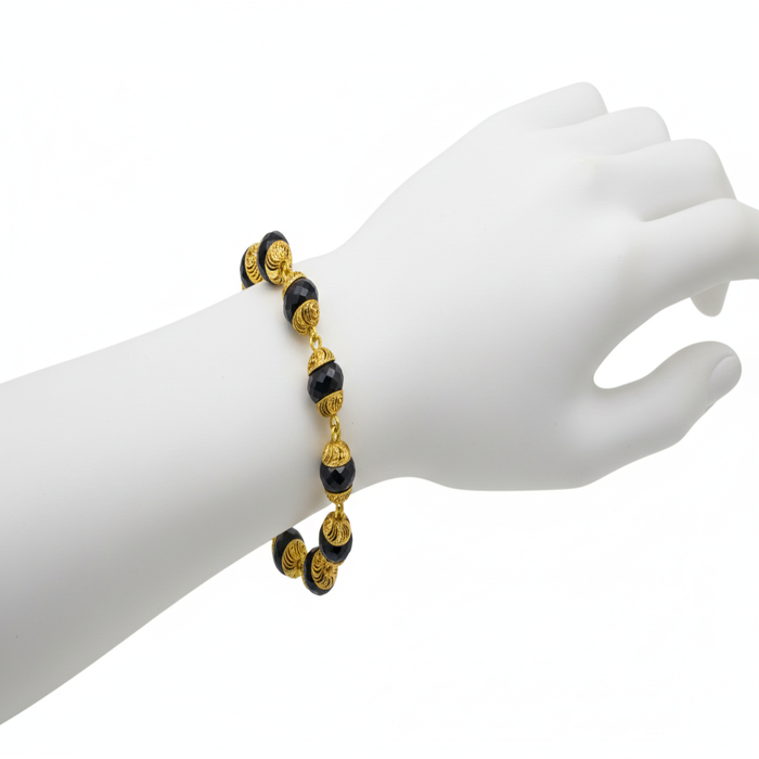 Black Beaded Filigree Bracelet
