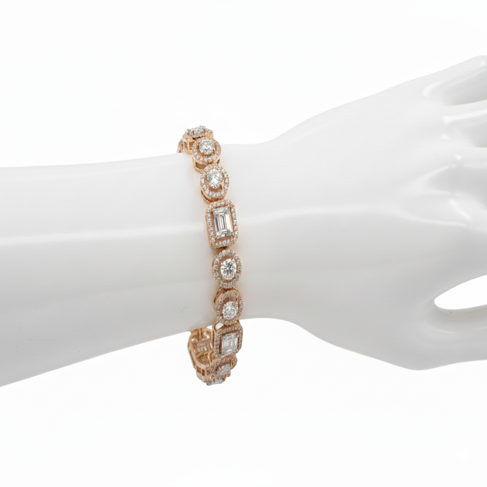 Mixed-Shape Halo Diamond Line Bracelet