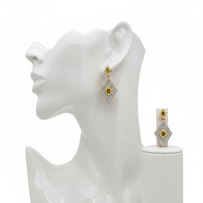 Yellow & White Diamond Earring