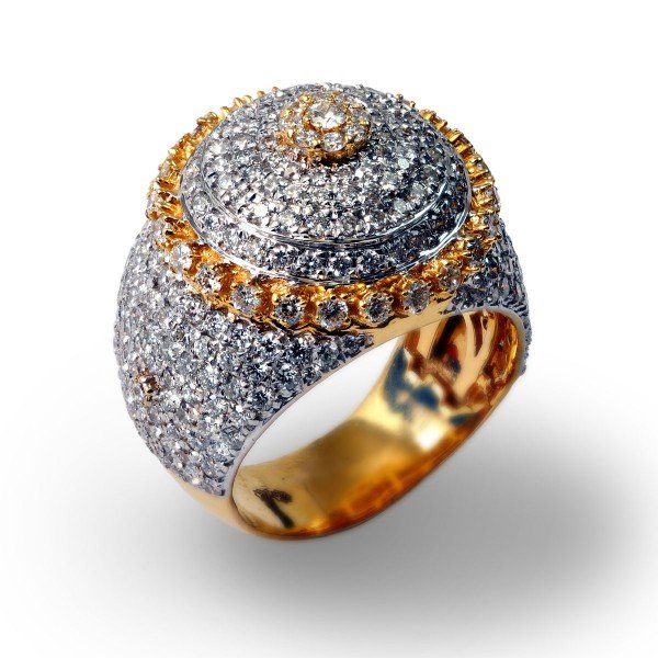 Diamond Men Ring Round Top