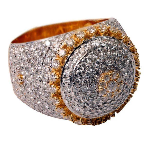Diamond Men Ring Round Top