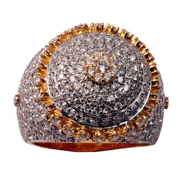 Diamond Men Ring Round Top