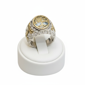 GOLD & SILVER BLUE TOPAZ RING