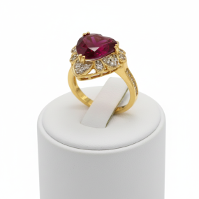 HEART SHAPE DIAMOND RUBY RING