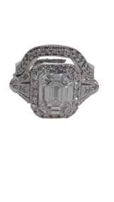 9 pc emerald cut diamond ring